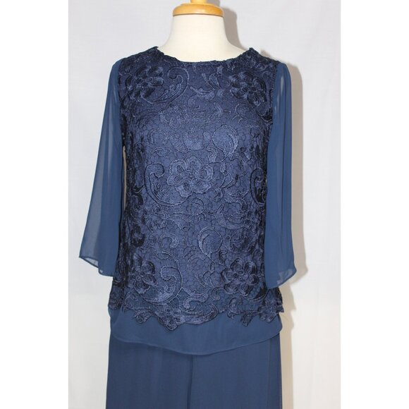 Eva USA Ladies Formal Pant Suit Set-#3289-SIZES S, 4X - NAVY BLUE-New With Tags - Picture 3 of 3